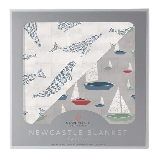 Baby Blanket | Bamboo Muslin - Blue Whales & Sailboats Newcastle Classics