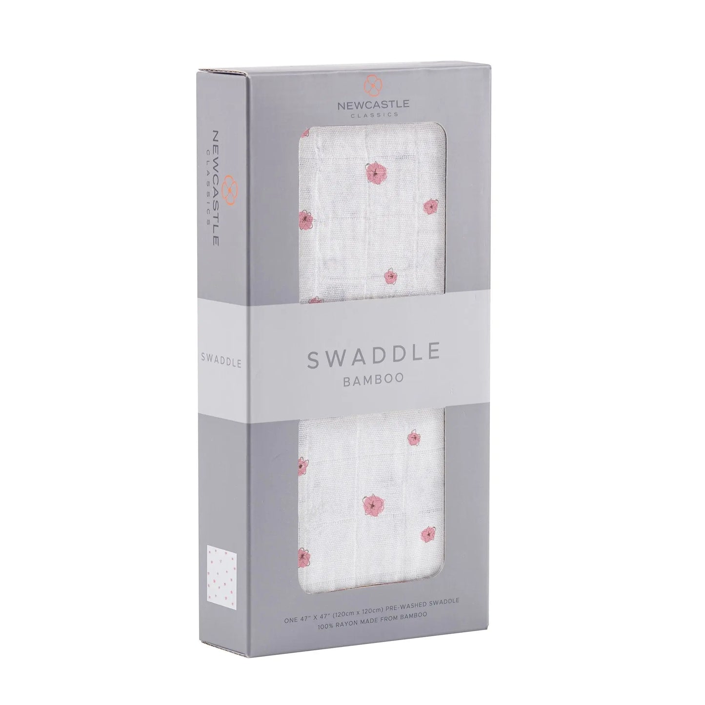 Baby Swaddle | Bamboo Muslin  - Pink Flower Newcastle Classics