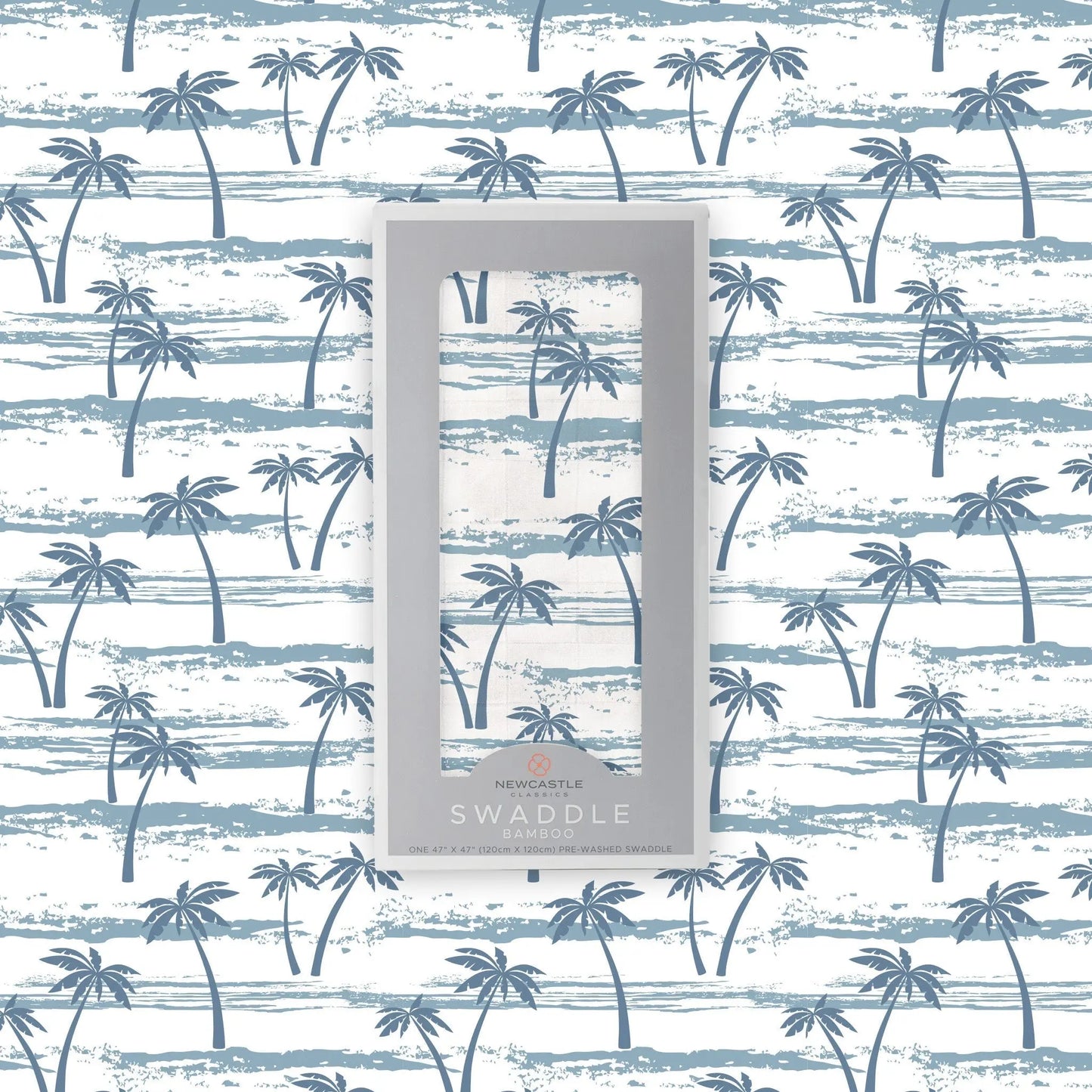 Baby Swaddle | Bamboo Muslin - Ocean Palm Trees Newcastle Classics