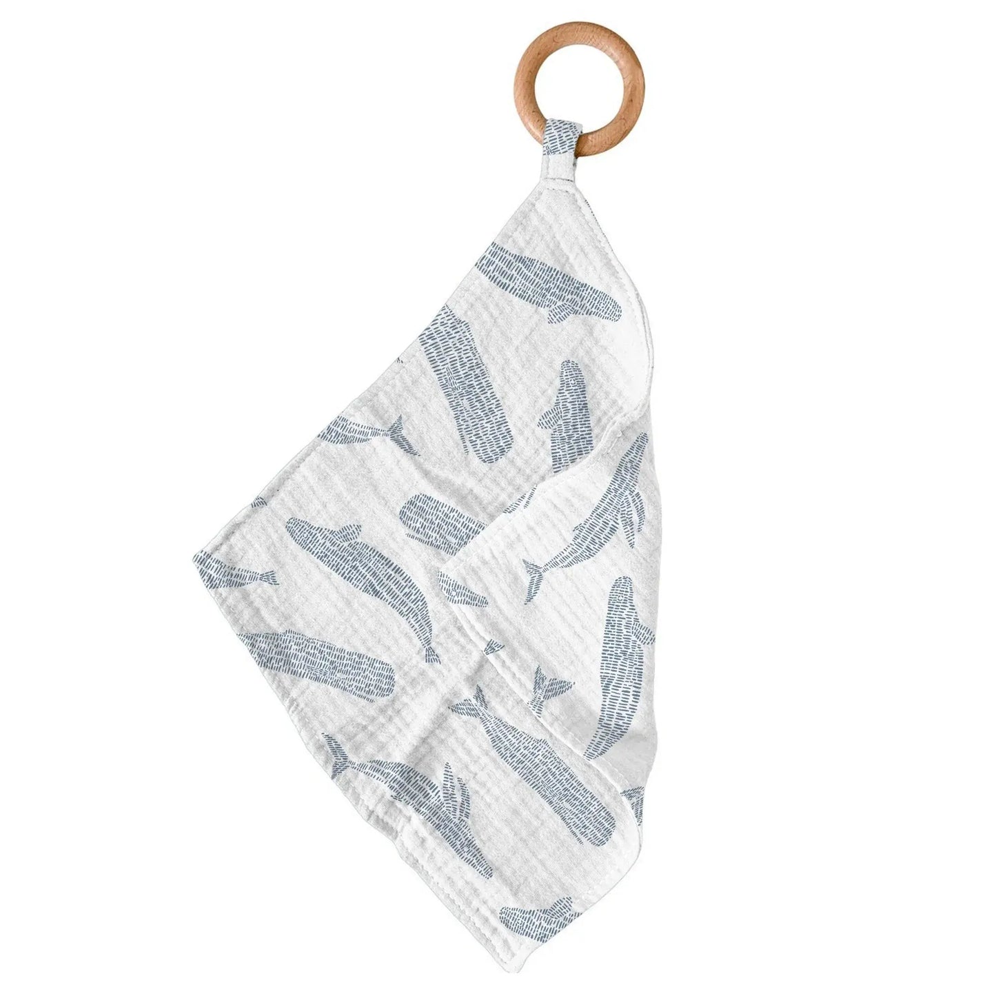 Baby Teether | Bamboo Muslin - Blue Whales Newcastle Classics