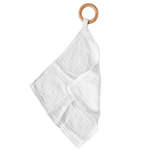 Baby Teether | Bamboo Muslin - Pure White Newcastle Classics