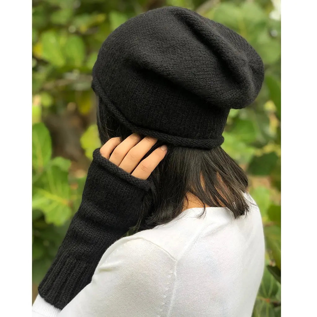 Black Essential Knit Alpaca Beanie | Ethical Style SLATE + SALT