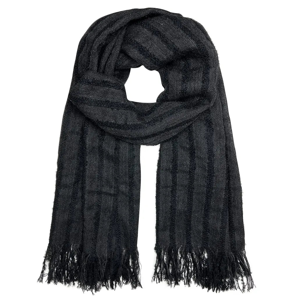 Black Loop Knit Alpaca Scarf | Ethical Style SLATE + SALT