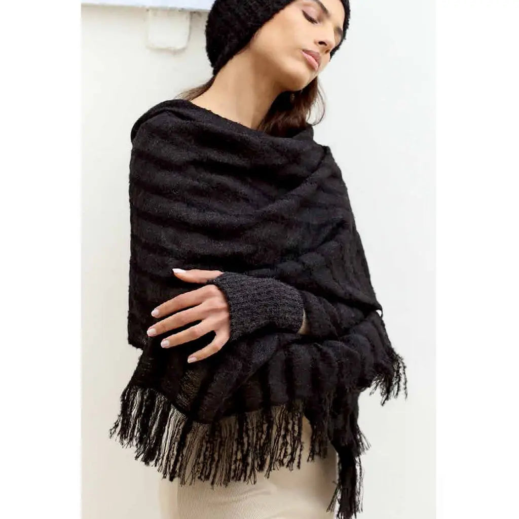 Black Loop Knit Alpaca Scarf | Ethical Style SLATE + SALT
