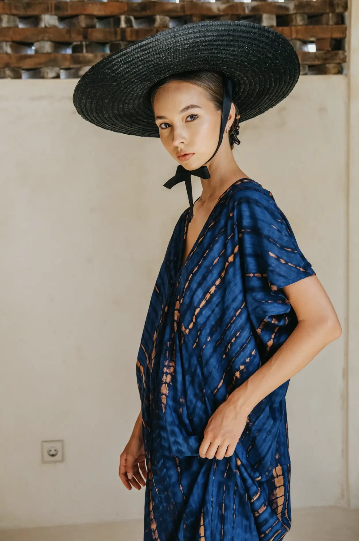 Black Wide Brim Hat | Handmade in Bali Pink Haley