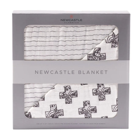 Blanket | Bamboo Muslin - Nordic Stamp & Pencil Stripe Newcastle Classics
