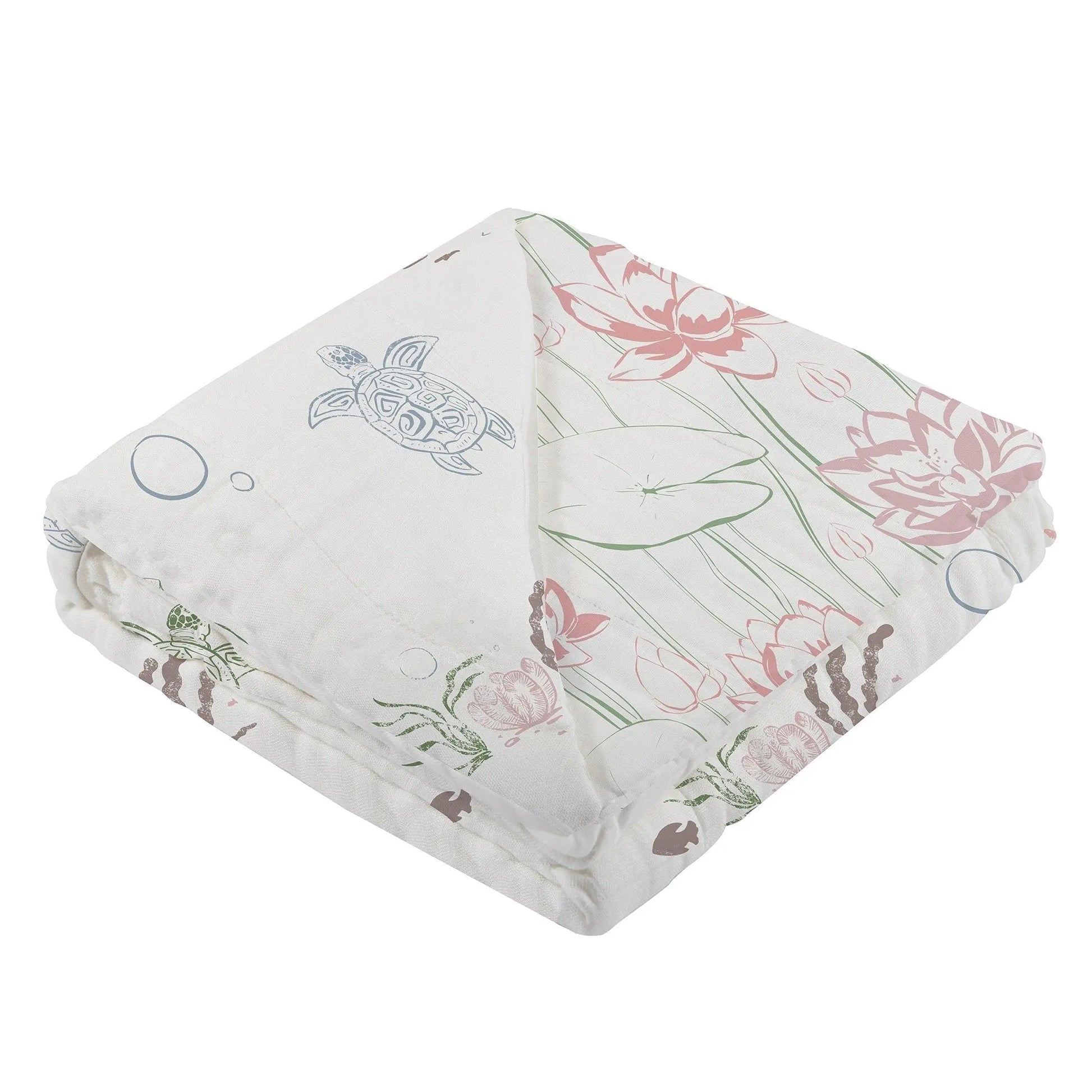 Blanket | Bamboo Muslin - Turtles & Water Lily Newcastle Classics