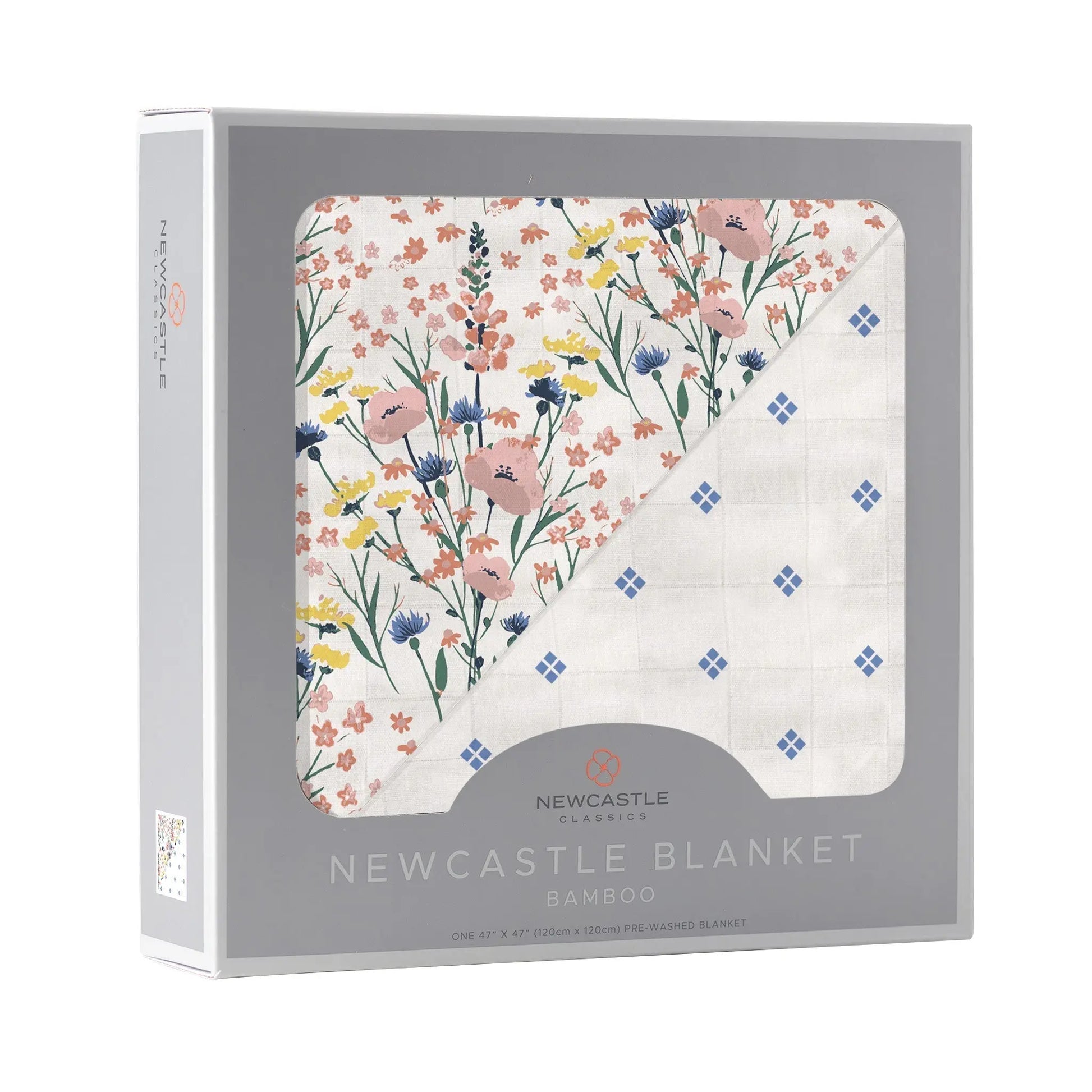 Blanket | Bamboo Muslin - Wildflowers & Periwinkle Diamond Newcastle Classics