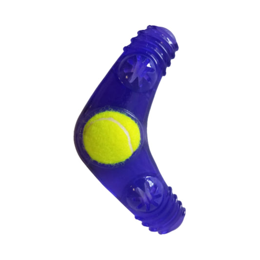Eco-Friendly TPR Tennis Ball Squeak Boomerang Dog Toy-0