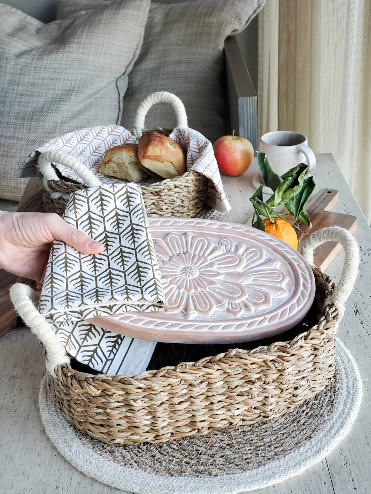 Bread Warmer & Basket - Flower Oval KORISSA