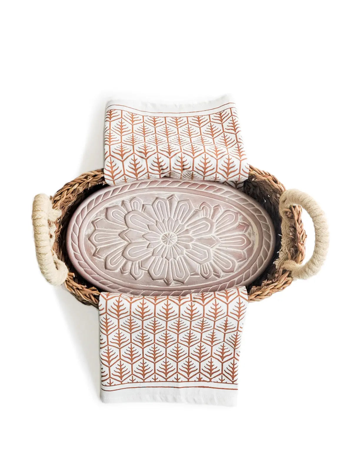 Bread Warmer & Basket Gift Set + Tea Towel (Flower) KORISSA