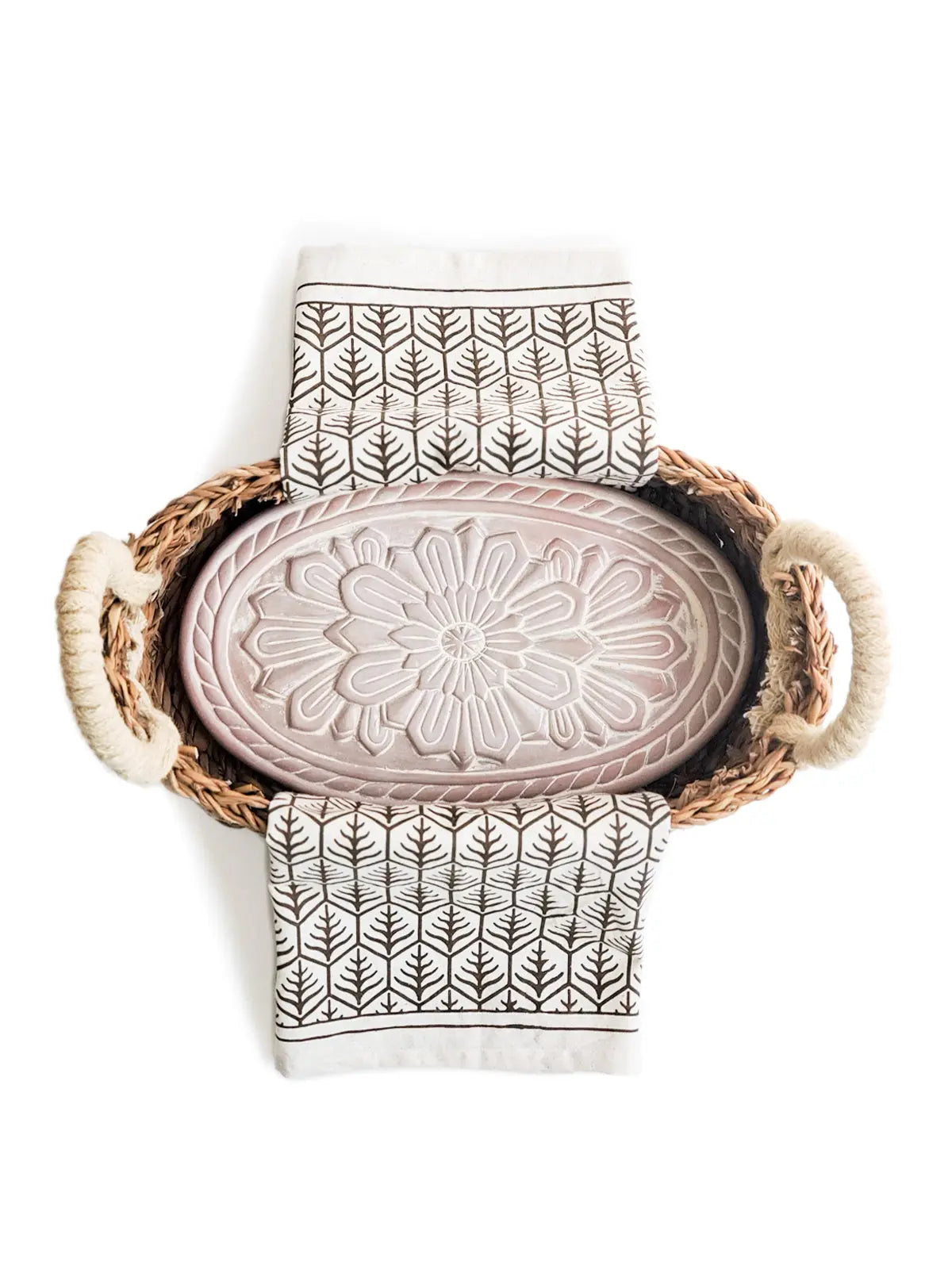 Bread Warmer & Basket Gift Set + Tea Towel (Flower) KORISSA