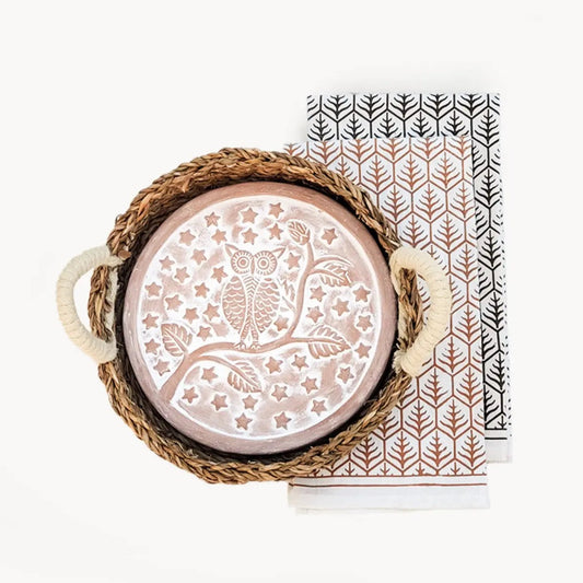 Bread Warmer & Basket Gift Set with Tea Towel - Owl Round KORISSA