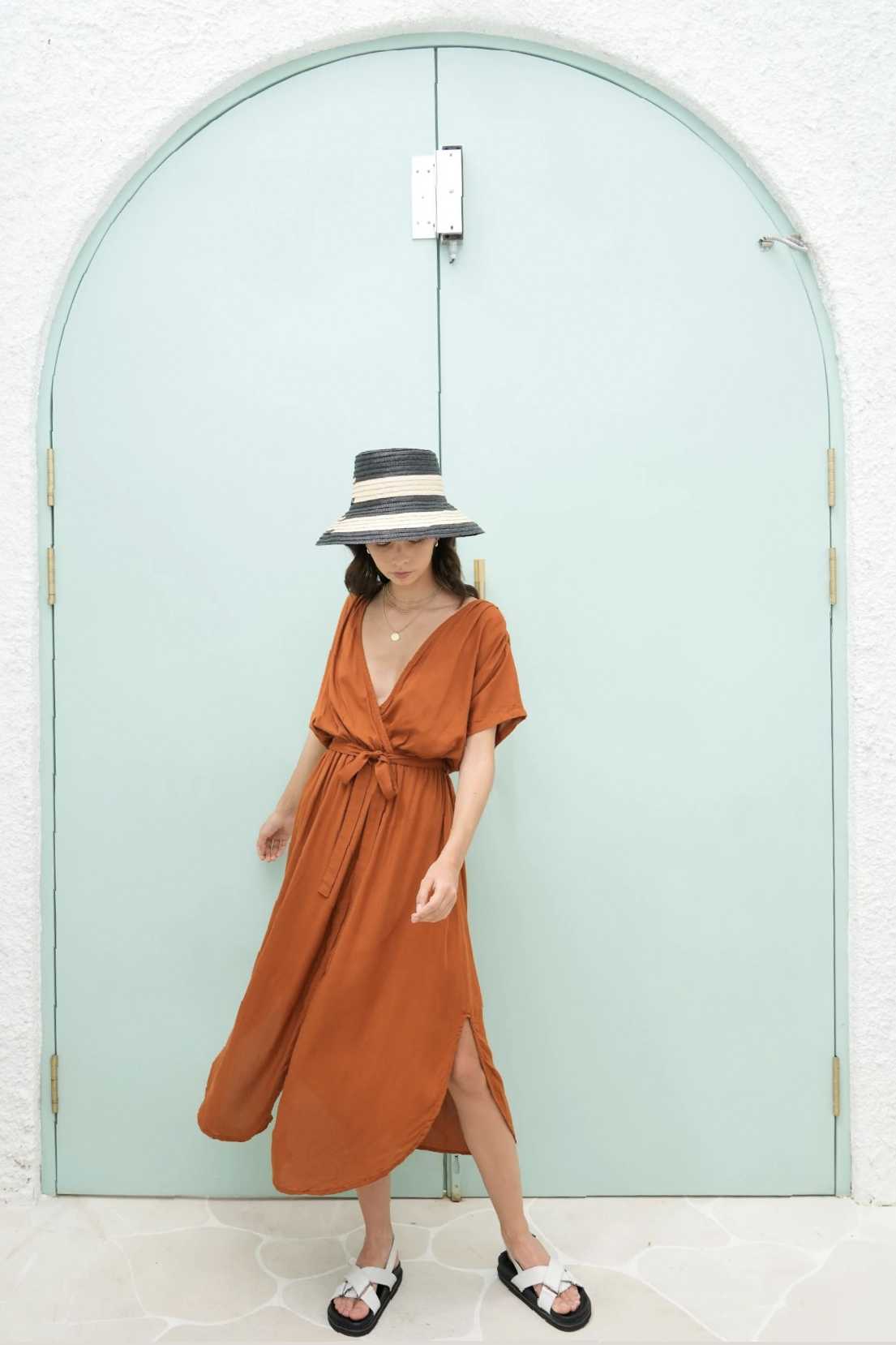 Burnt Orange Midi Dress  | Handmade in Bali Pink Haley