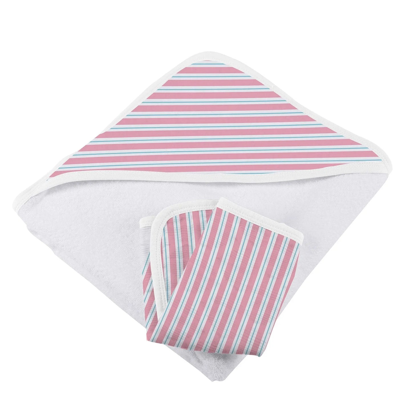 Candy Stripe Bamboo Hooded Towel and Washcloth Set Newcastle Classics