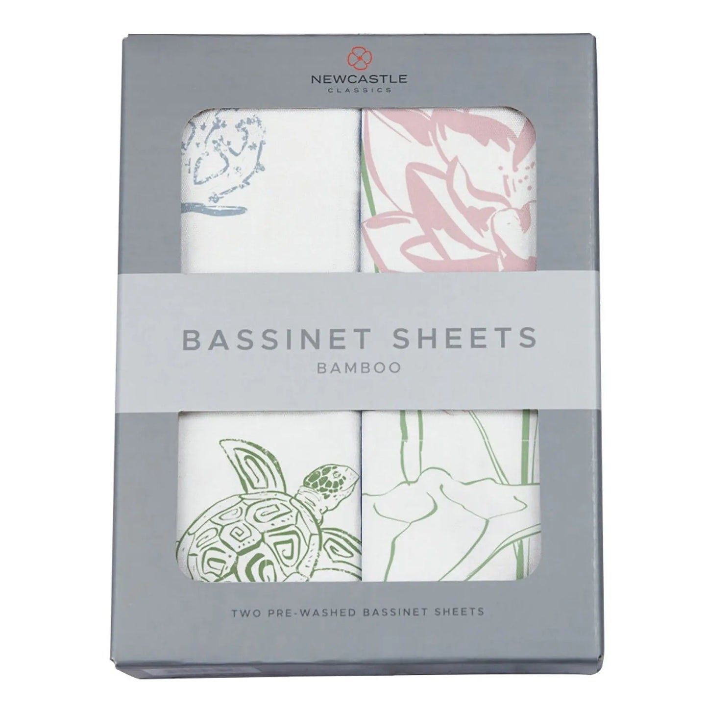 Changing Pad Cover/Bassinet Sheets 2PK | Turtles & Water Lily Newcastle Classics