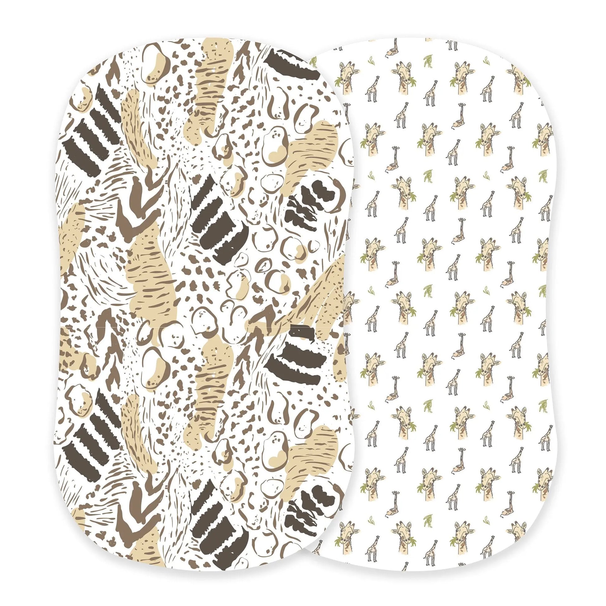 Changing Pad Cover/Bassinet Sheets 2pk| Bamboo Muslin - Animal Print & Giraffe Newcastle Classics