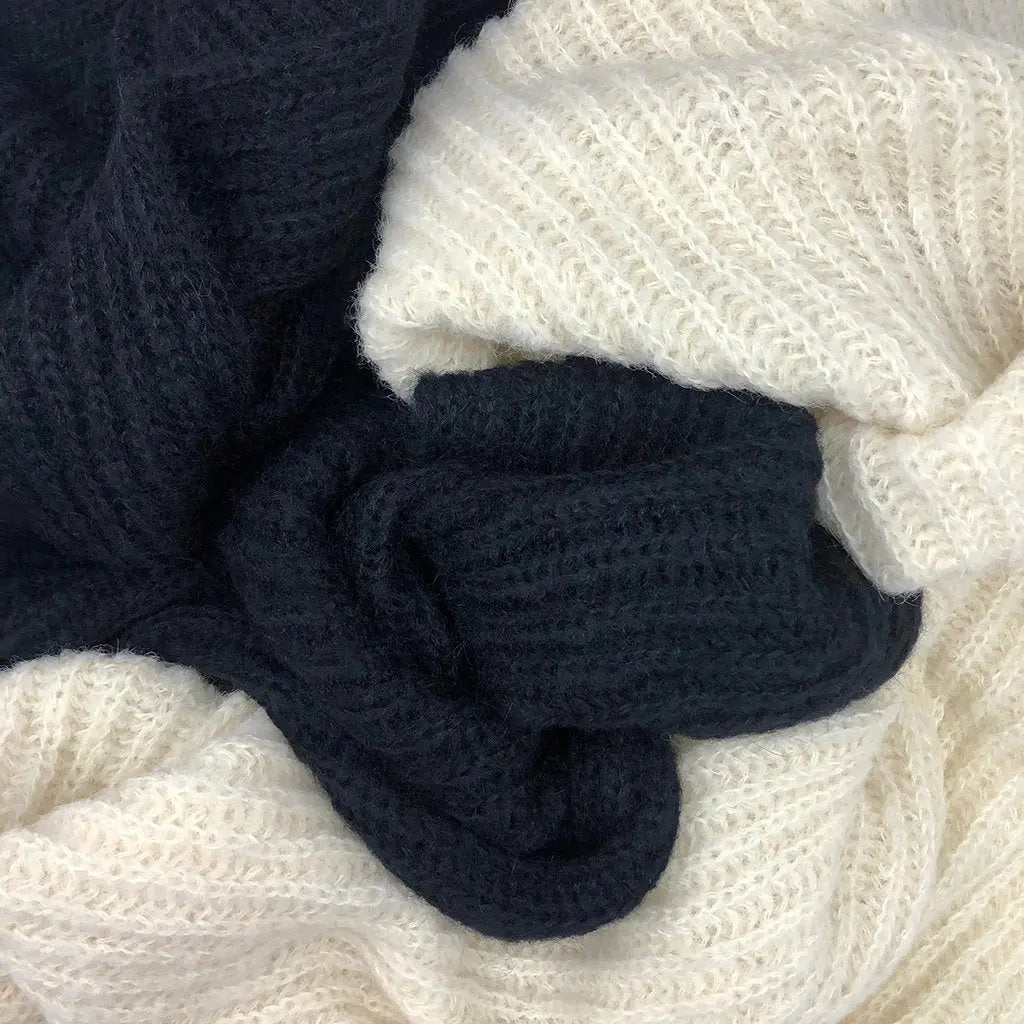 Chunky Black Knit Alpaca Scarf | Ethical Style SLATE + SALT