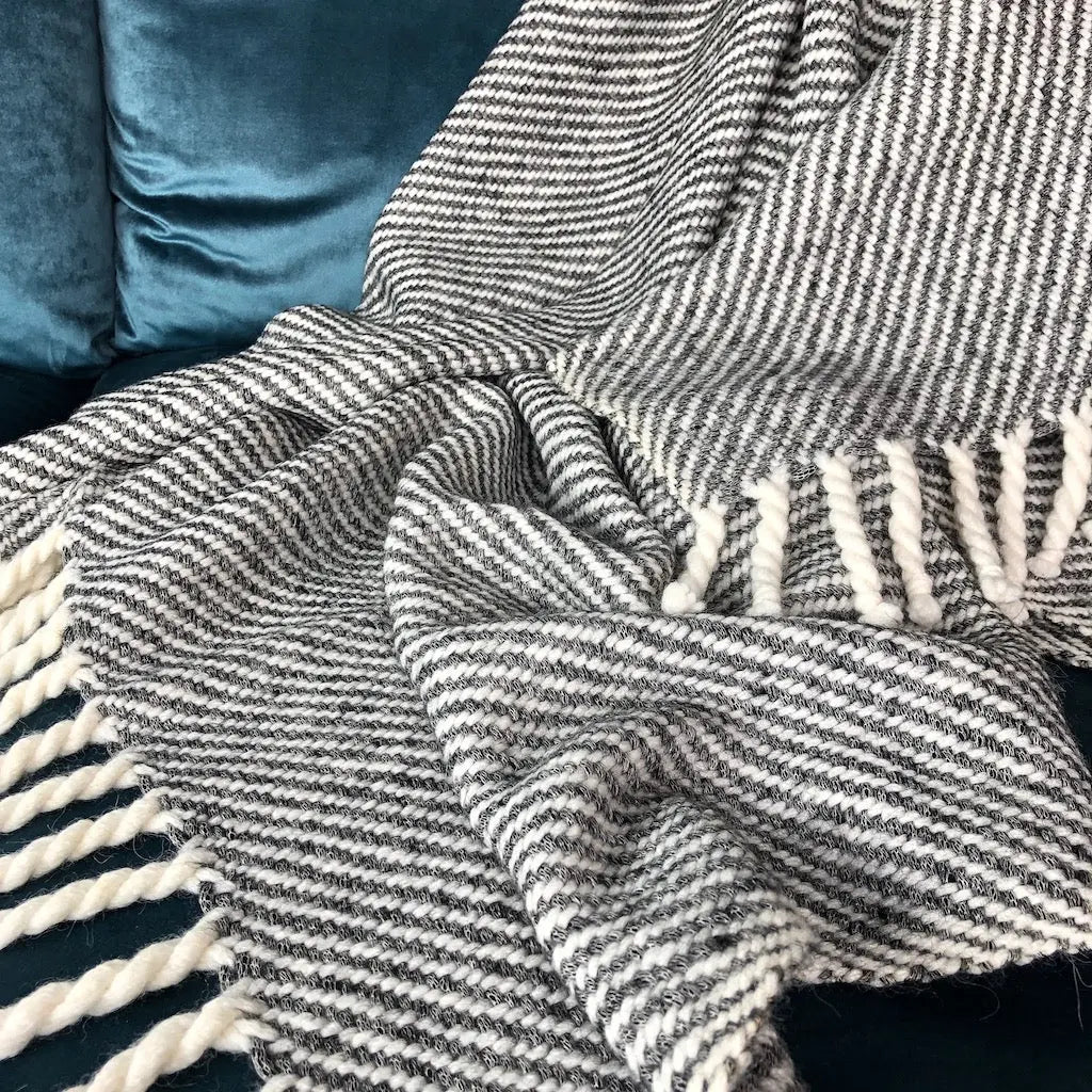 Chunky Black Stripe Alpaca Throw | Ethical Style SLATE + SALT