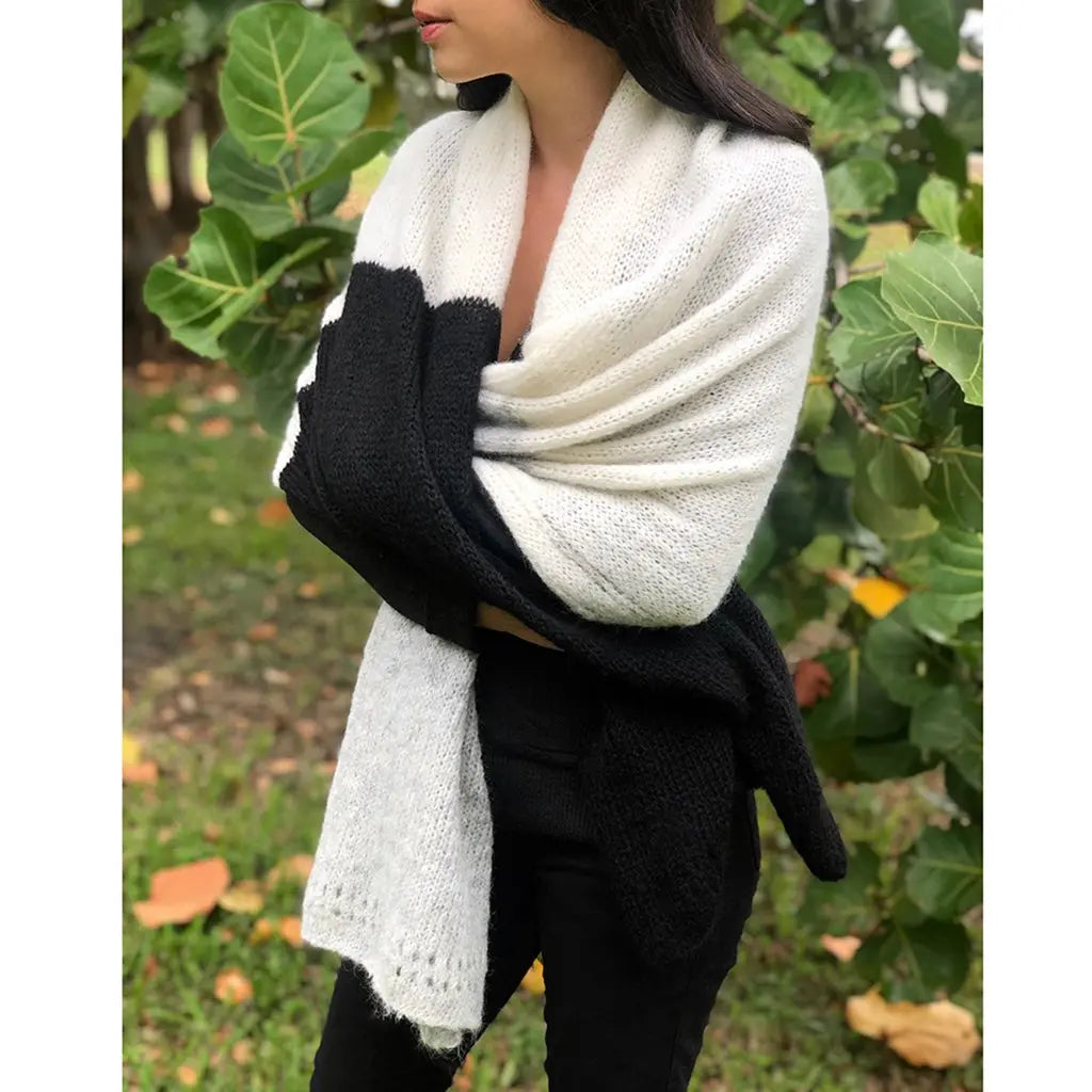 Black and White Alpaca Scarf 