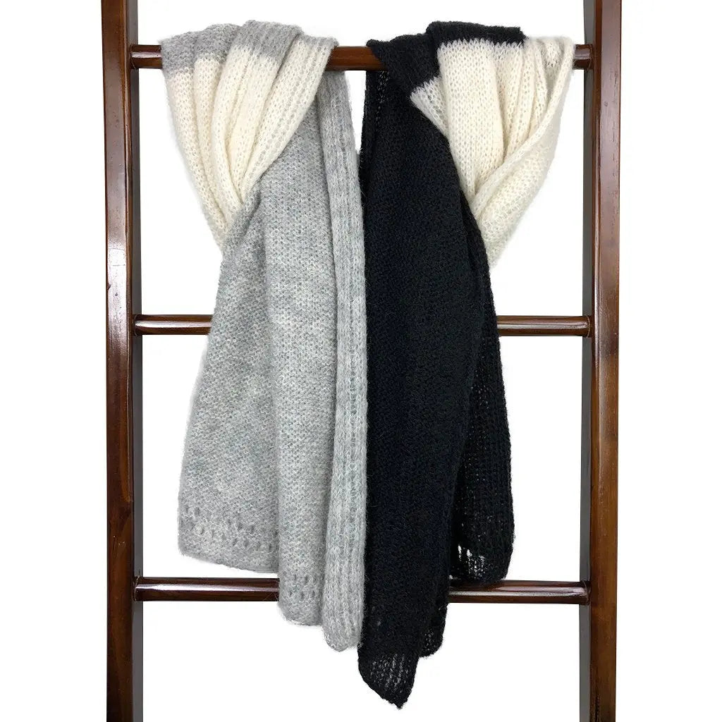 Black and White Alpaca Scarf 