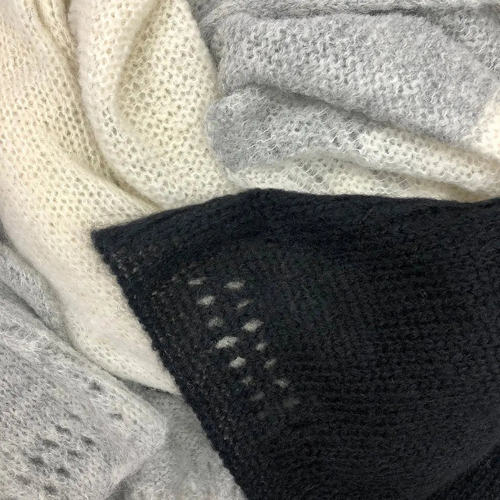 Black and White Alpaca Scarf 