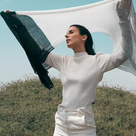 Black and White Alpaca Scarf 