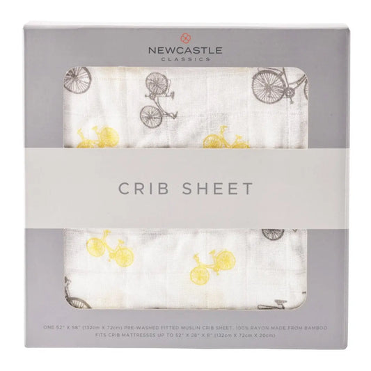 Crib Sheet | Bamboo Muslin - Vintage Bicycle Newcastle Classics