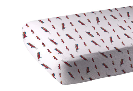 Crib Sheet | Bamboo Muslin - Vintage Steam Train Newcastle Classics