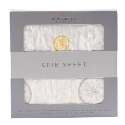 Crib Sheet | Bamboo Muslin - Vintage Wheel Newcastle Classics