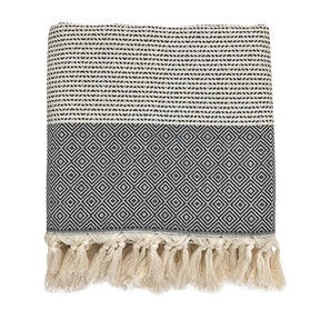 Diamond Stripe Turkish Throw | 100% Natural Fibers SLATE + SALT