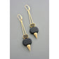 Drop Earrings | Geometric Rhinestone + Black Agate David Aubrey Jewelry