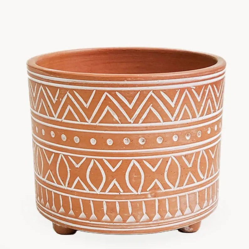 Hand Etched Terracotta Pot - Small KORISSA