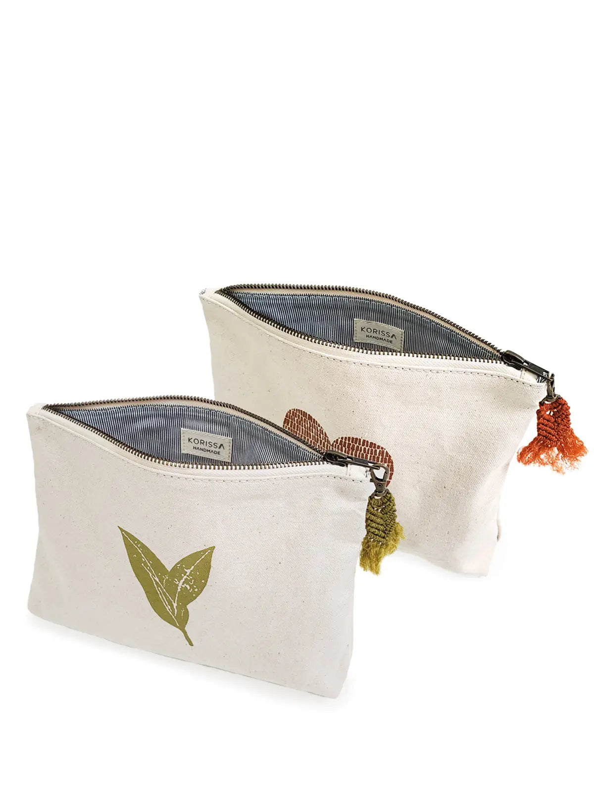 Hand Screen Printed Cotton Canvas Pouch - Nature KORISSA