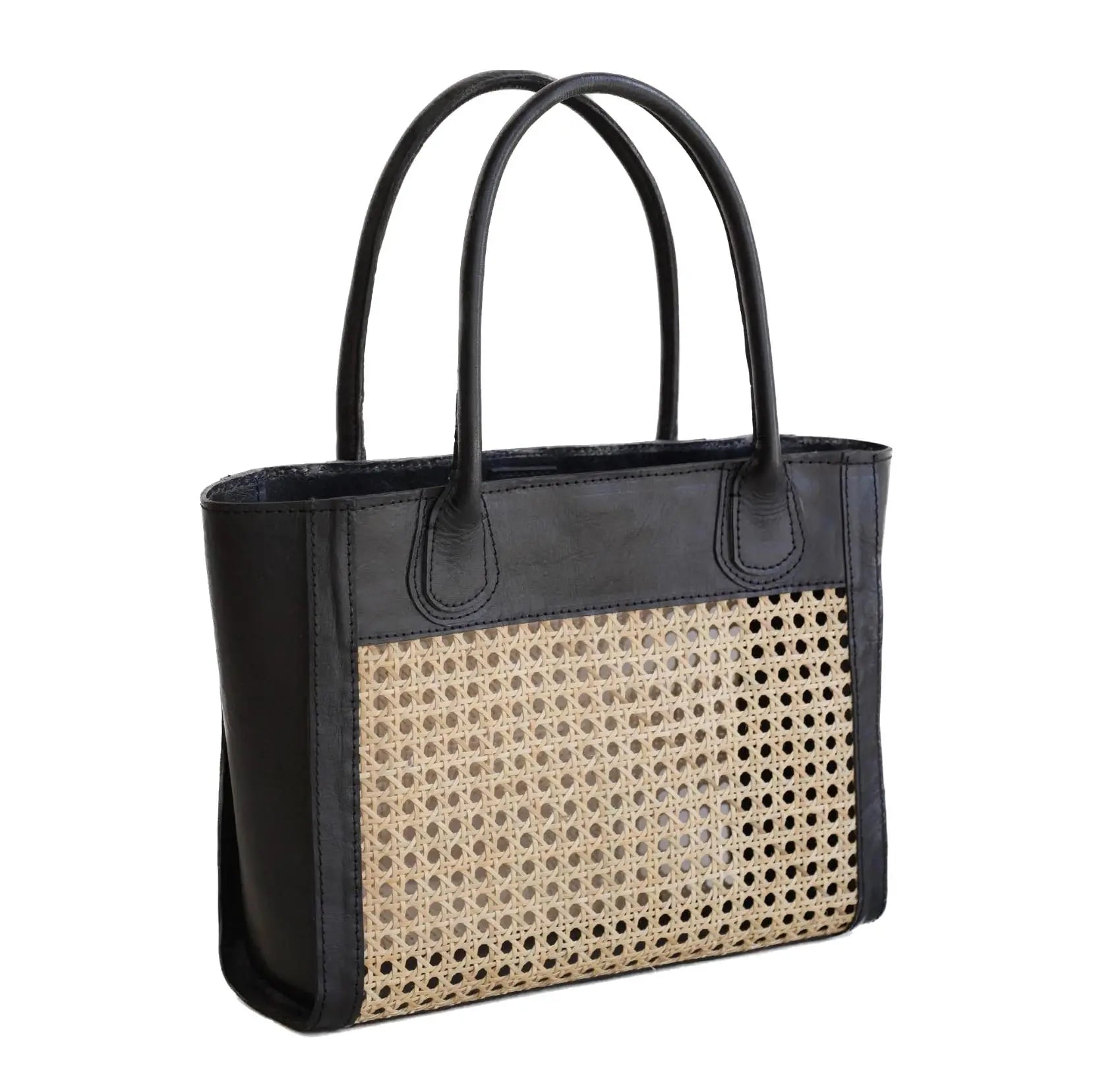 Handwoven Cane Tote | Black Pink Haley