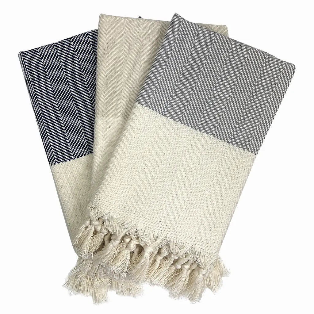 Herringbone Turkish Hand Towel | 100% Natural Fibers SLATE + SALT
