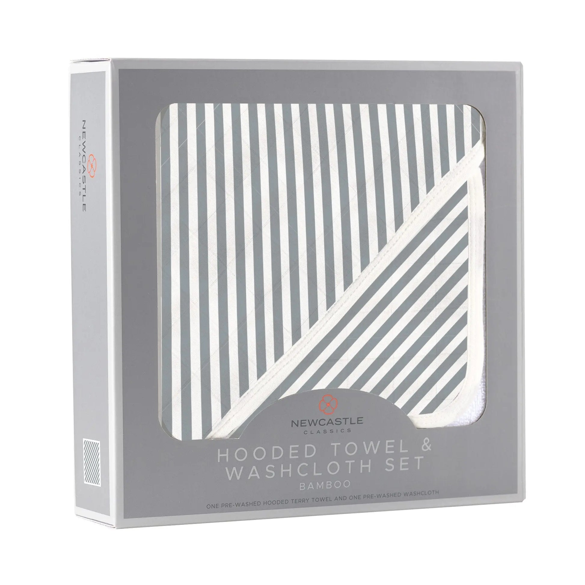 Hooded Towel & Washcloth Set | Bamboo Muslin - Finley Stripe Newcastle Classics