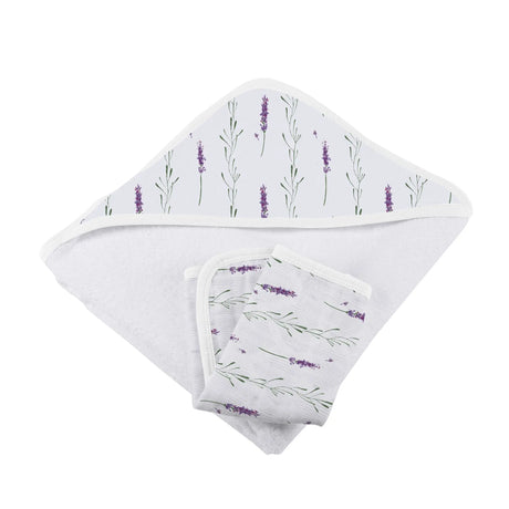 Hooded Towel & Washcloth Set | Bamboo Muslin - Lavender Newcastle Classics