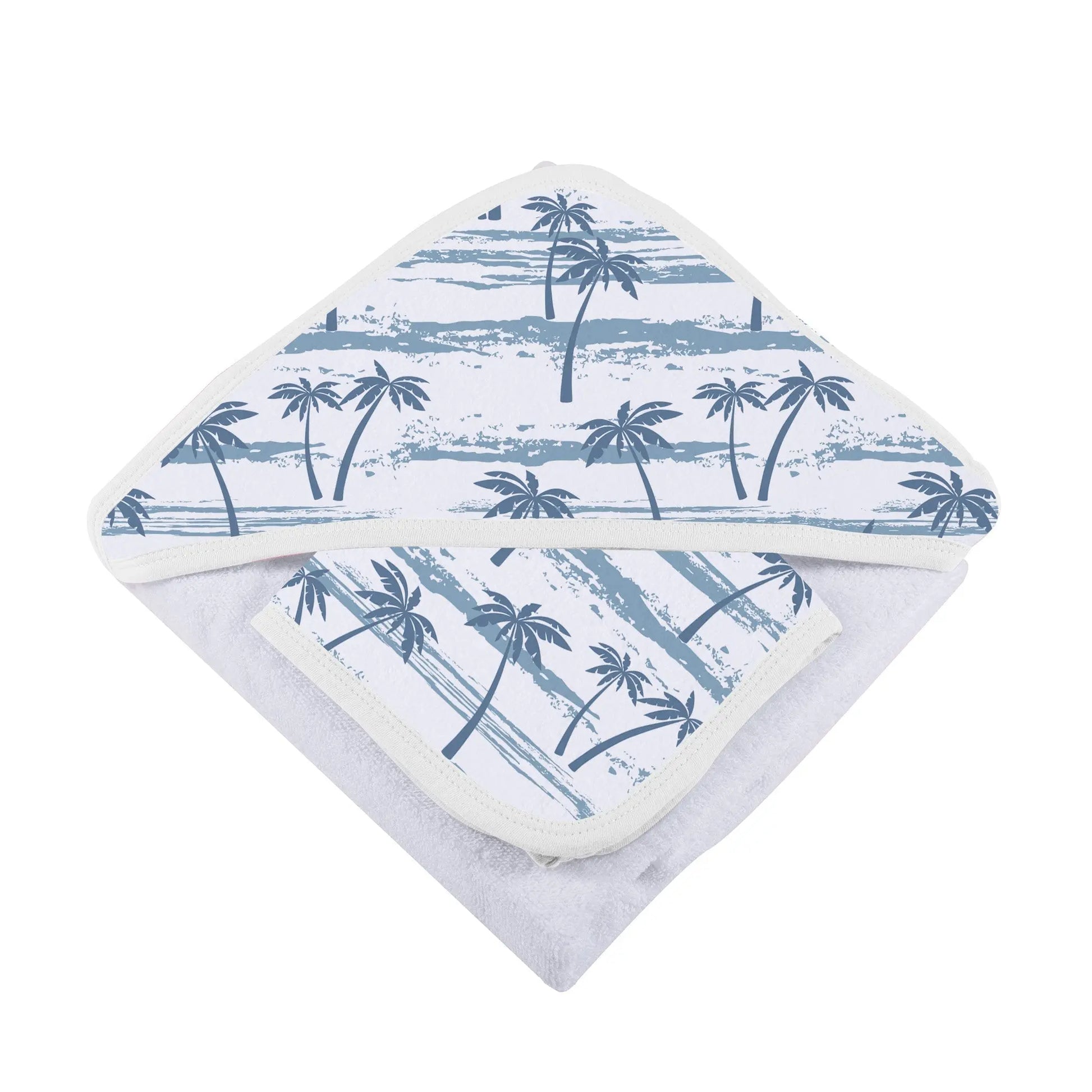 Hooded Towel & Washcloth Set | Bamboo Muslin - Ocean Palm Trees Newcastle Classics