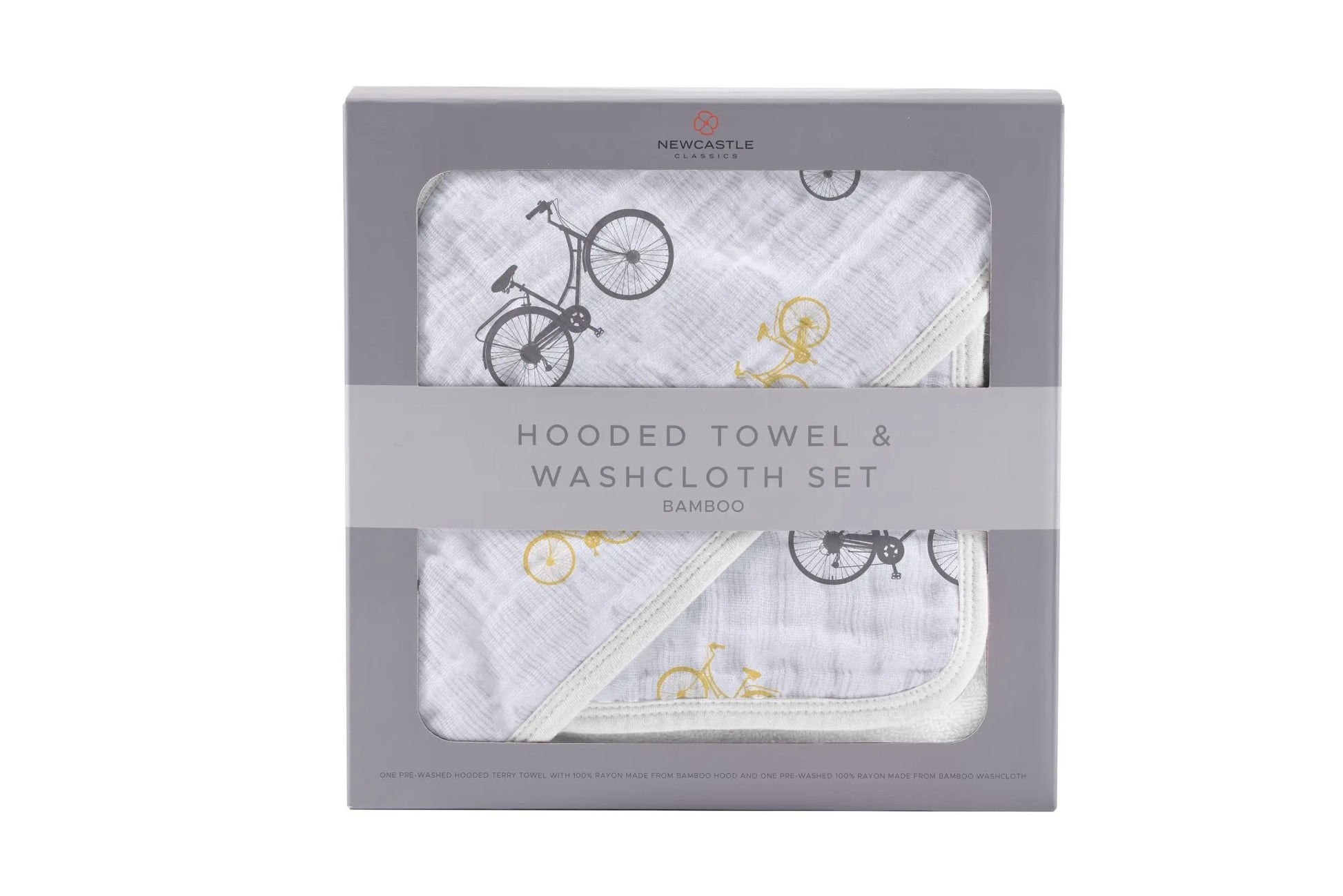 Hooded Towel & Washcloth Set | Bamboo Muslin - Vintage Bicycle Newcastle Classics