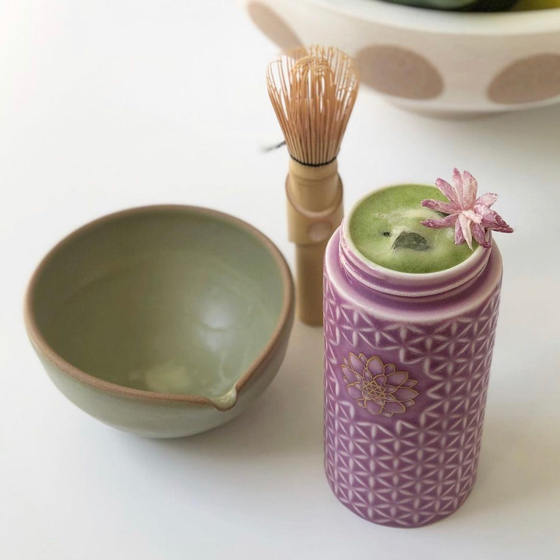 Ceramic Travel Mug | Flower of Life - Hand Painted Gold (14 oz)-9