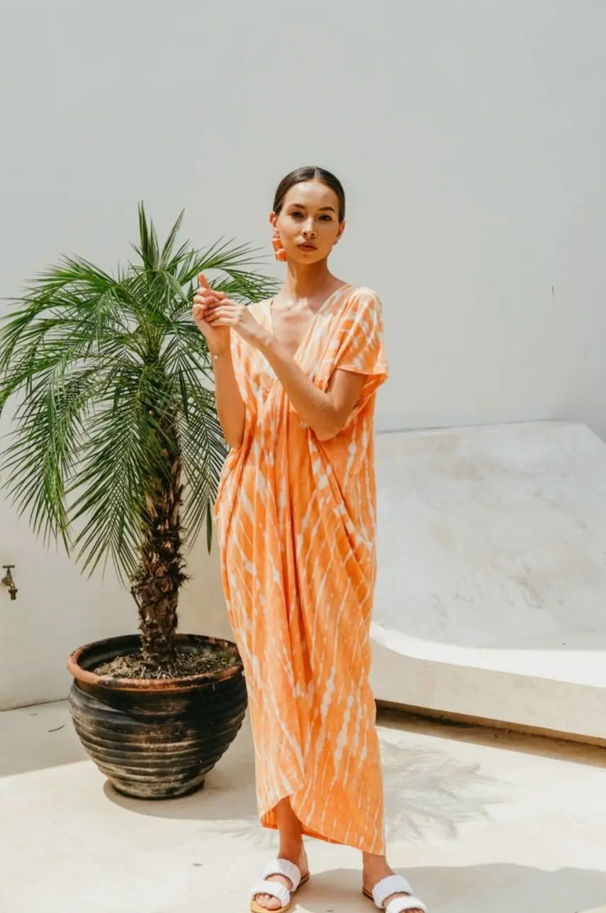 Kaftan Dress | Coral Batik Pink Haley