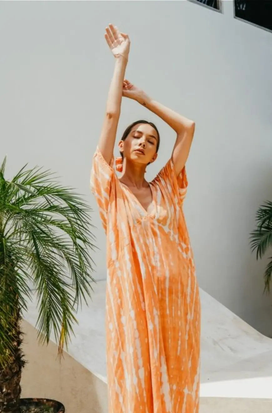 Kaftan Dress | Coral Batik Pink Haley