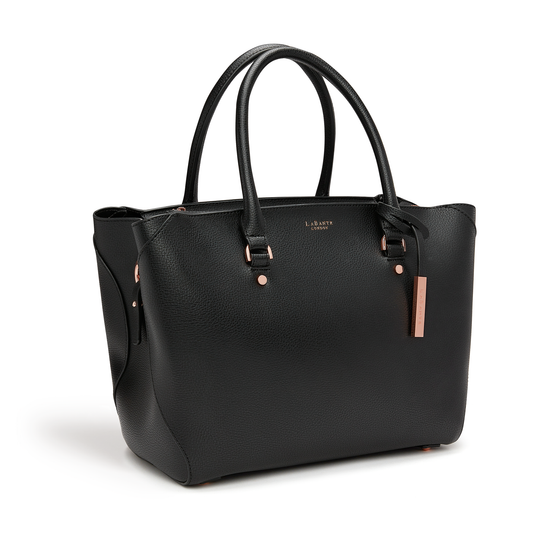Black Leather Tote Bag | Vegan Leather-2