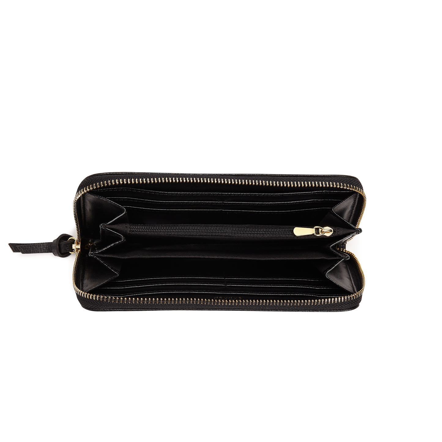 Black Zip Around Wallet | Vegan Leather-4