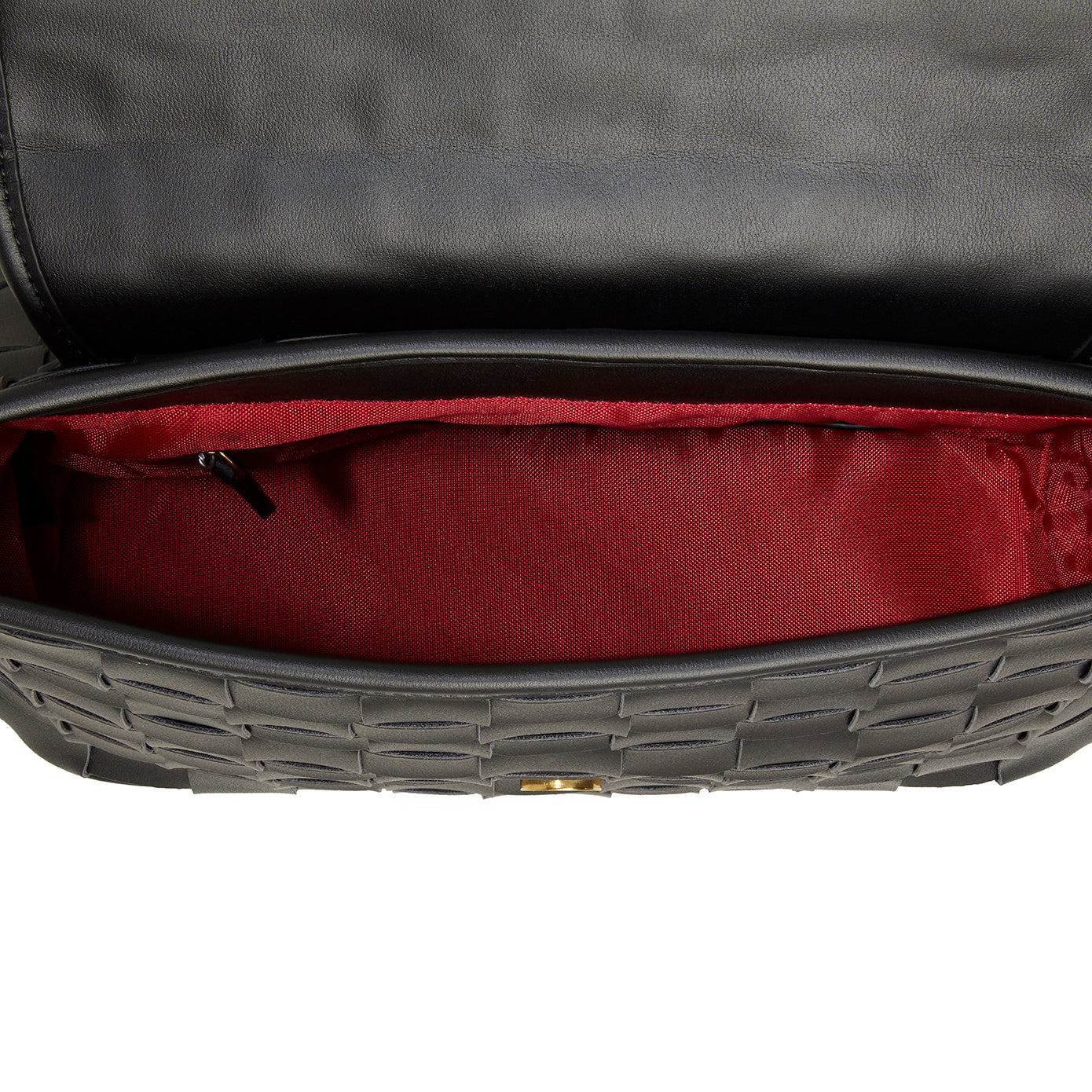 Black Mini Woven Backpack | Vegan Leather-5