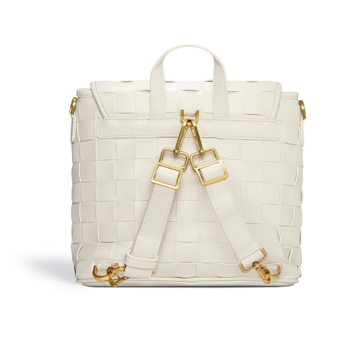 White Handwoven Mini Backpack | Vegan Leather-3