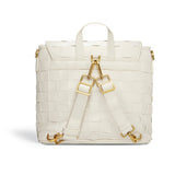 White Handwoven Mini Backpack | Vegan Leather-3