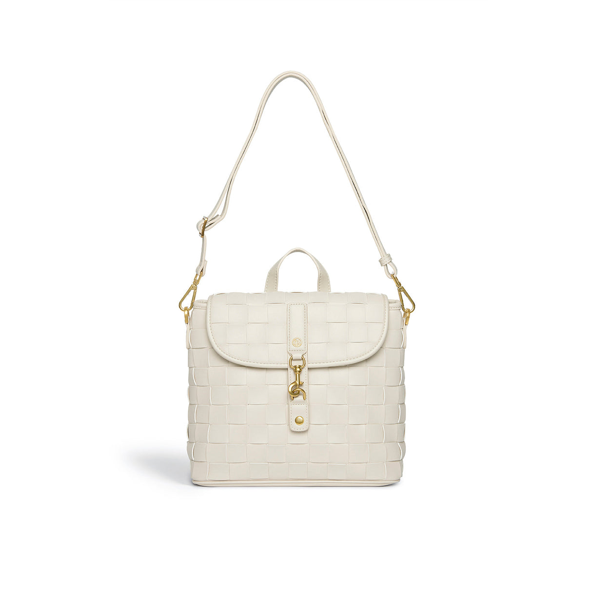 White Handwoven Mini Backpack | Vegan Leather-6