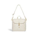 White Handwoven Mini Backpack | Vegan Leather-6